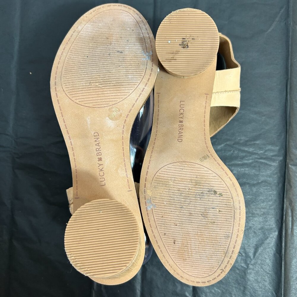 Lucky Brand Pomee heeled sandals with an ankle strap and braided toe strap 8.5 - Picture 6 of 7